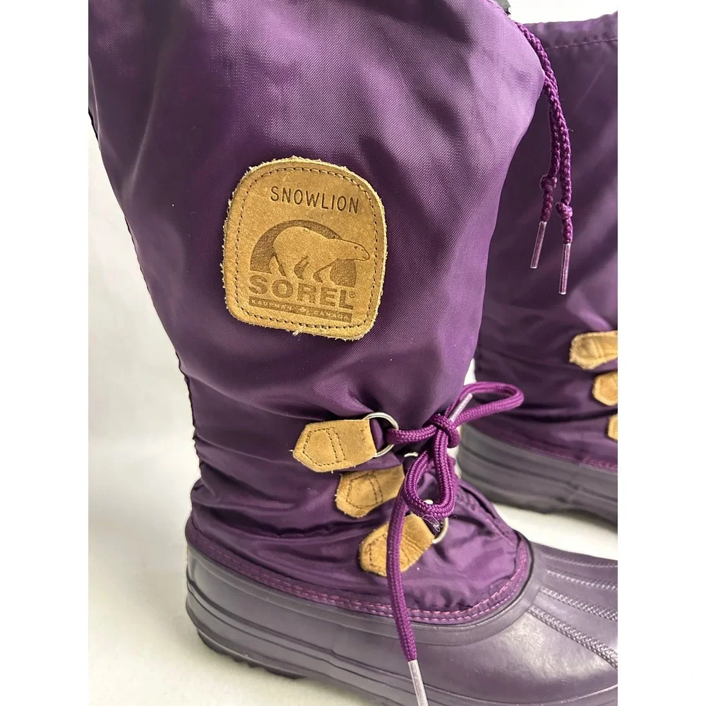 Wintercore Vintage Sorel Women 8 Purple Snowlion Waterproof Insulated Snow Boots